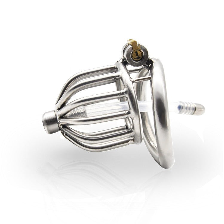 CC31 Stainless Steel Stealth Lock Male Chastity Device with Urethral Catheter