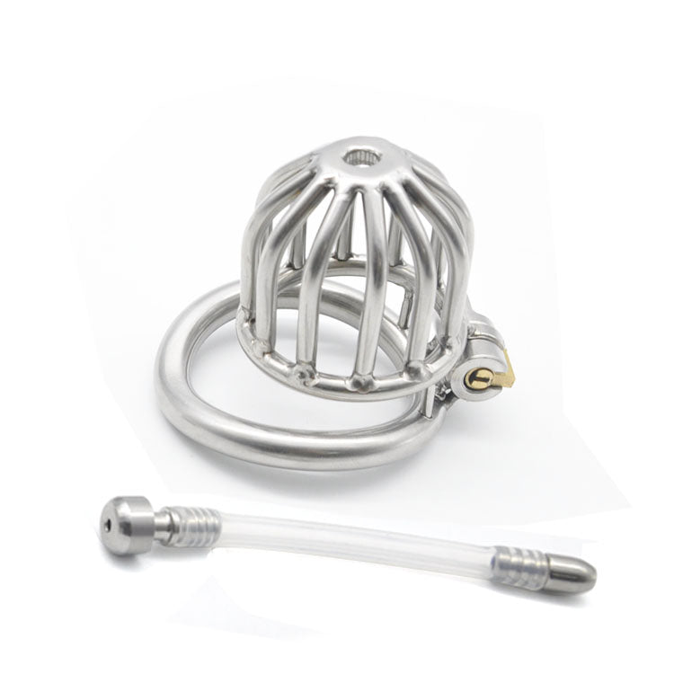 CC31 Stainless Steel Stealth Lock Male Chastity Device with Urethral Catheter