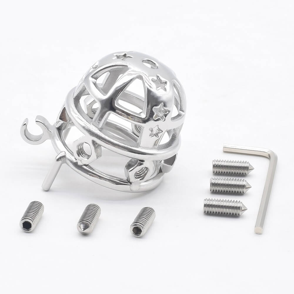 CC74  Brutal BDSM Chastity Cage with Belt