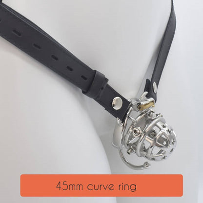 CC74  Brutal BDSM Chastity Cage with Belt