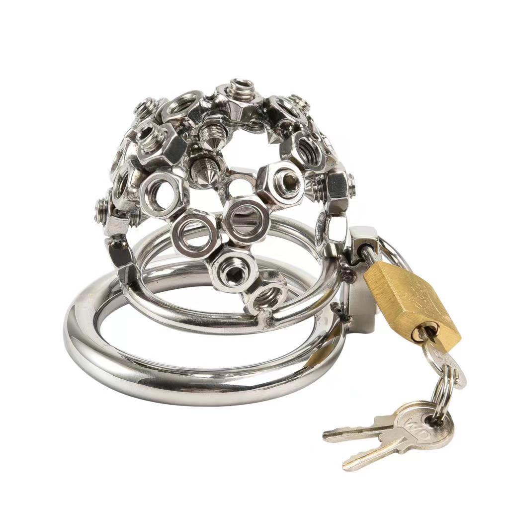 Bolted Chastity Cage with Spikes