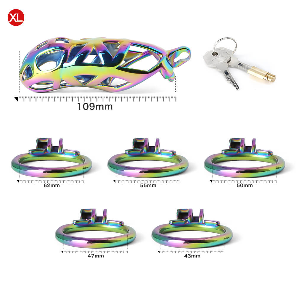 Stainless Steel MAMBA Colorful Chastity Cage