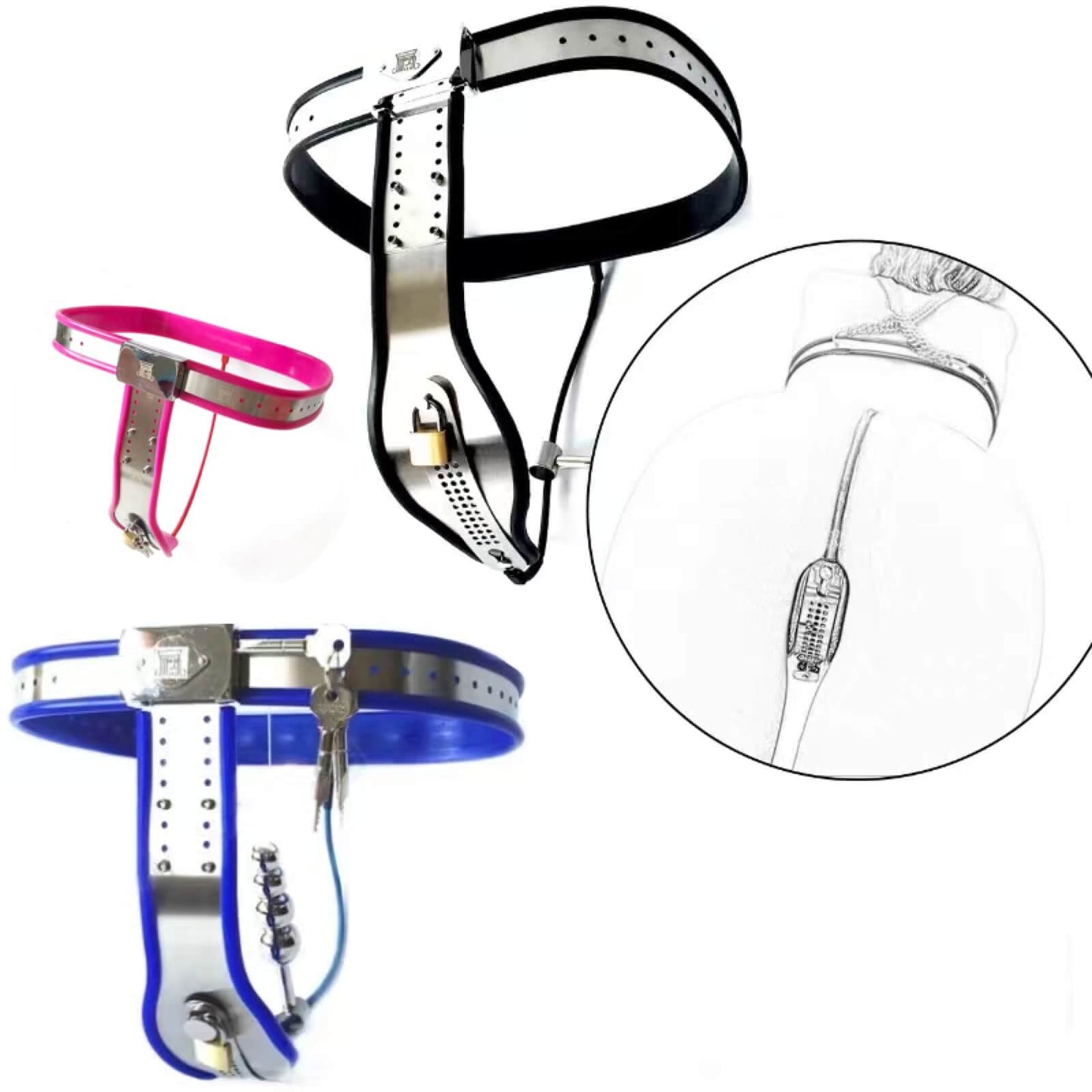 Female Adjustable Waist Stainless Steel Chastity Belt