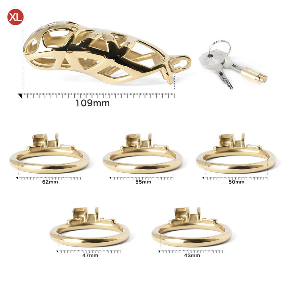 Gold Stainless Steel MAMBA Chastity Cage