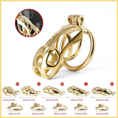 Gold Stainless Steel MAMBA Chastity Cage