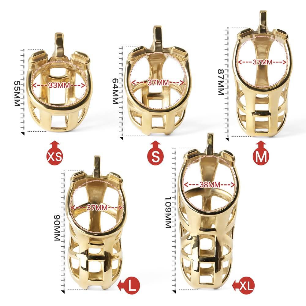 Gold Stainless Steel MAMBA Chastity Cage