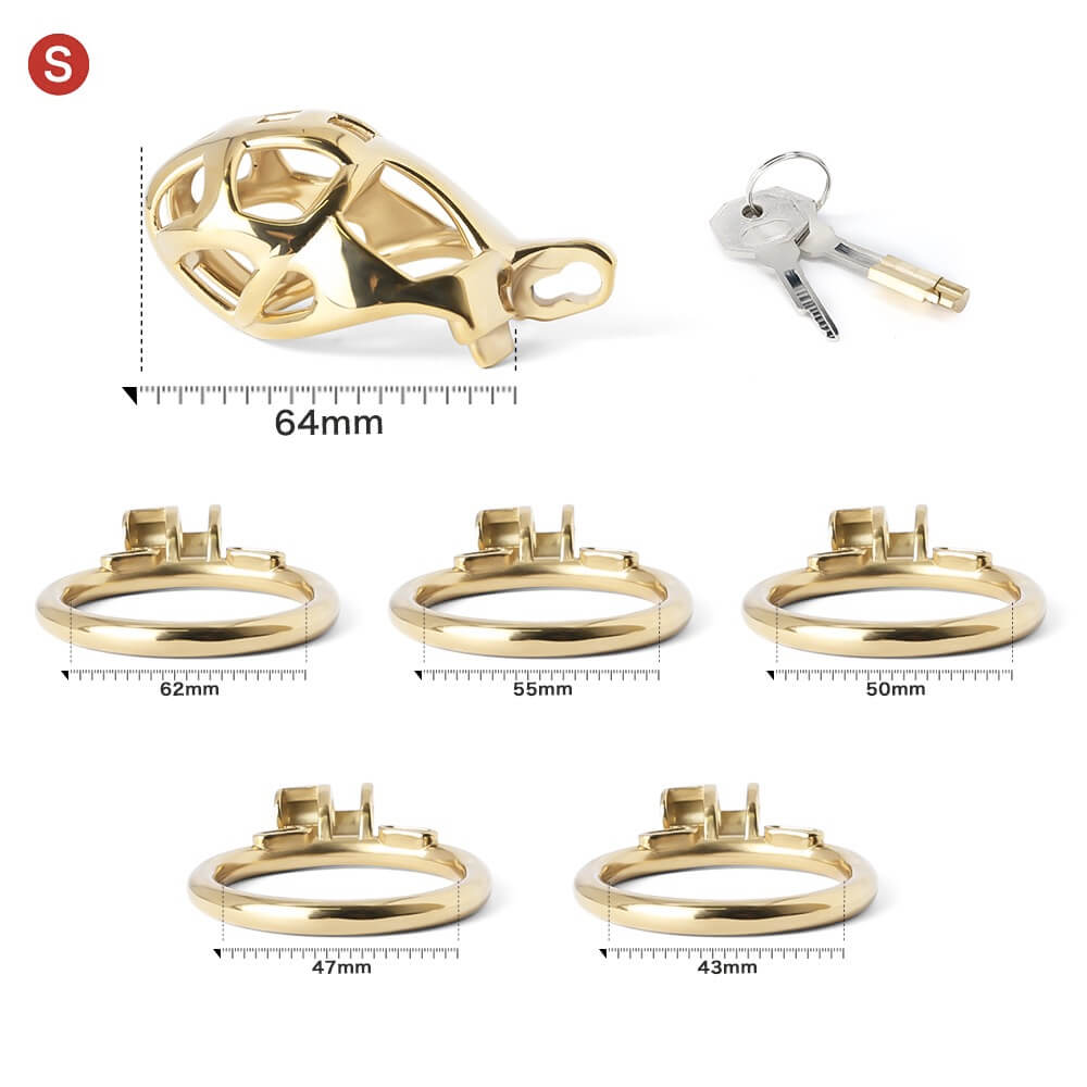 Gold Stainless Steel MAMBA Chastity Cage