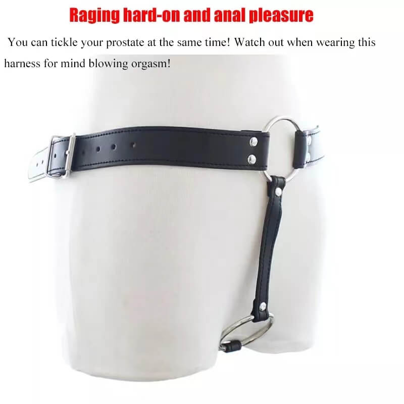 Leather Male Chastity Belt Adjustable BDSM