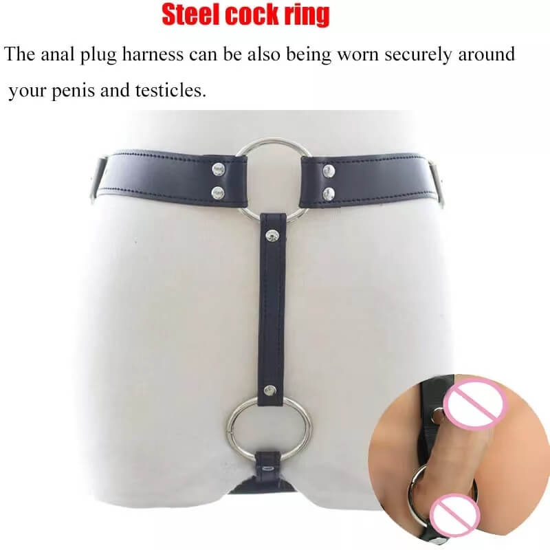 Leather Male Chastity Belt Adjustable BDSM