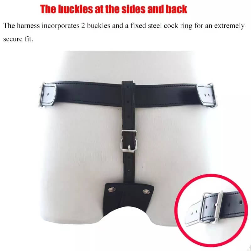 Leather Male Chastity Belt Adjustable BDSM