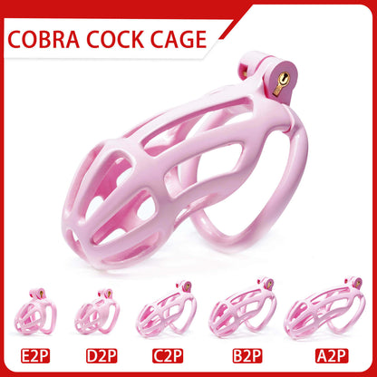 Pink Stripe Cobra Chastity Cage Kit 1.77 To 4.13 Inches Long