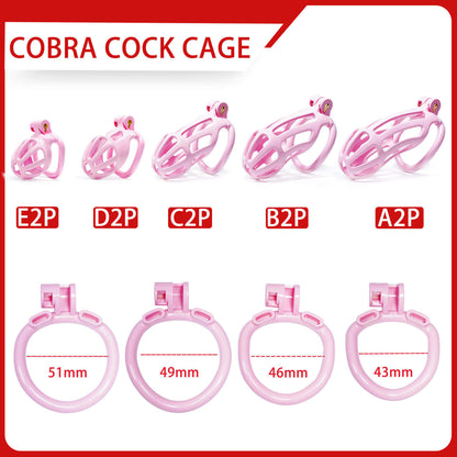 Pink Stripe Cobra Chastity Cage Kit 1.77 To 4.13 Inches Long