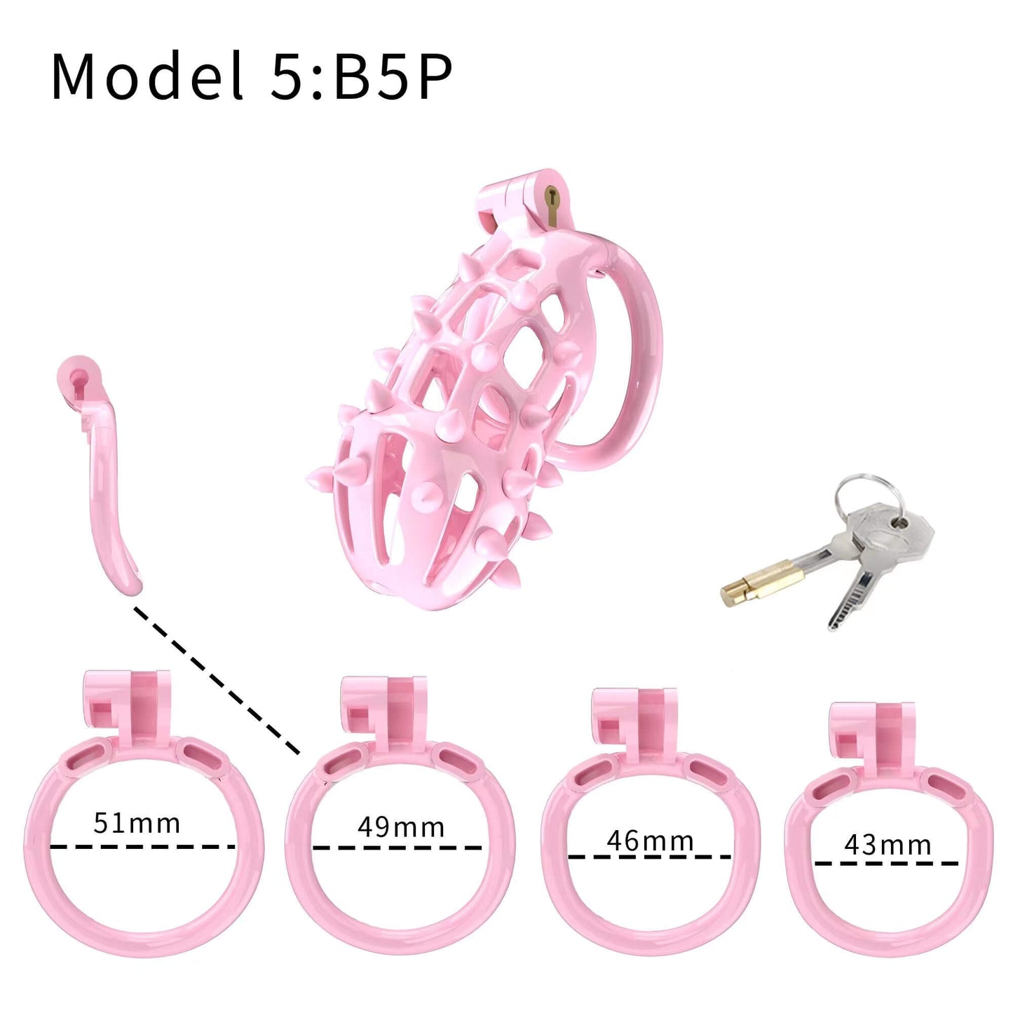 Pink Stripe Cobra Chastity Kits with Spikes pegs