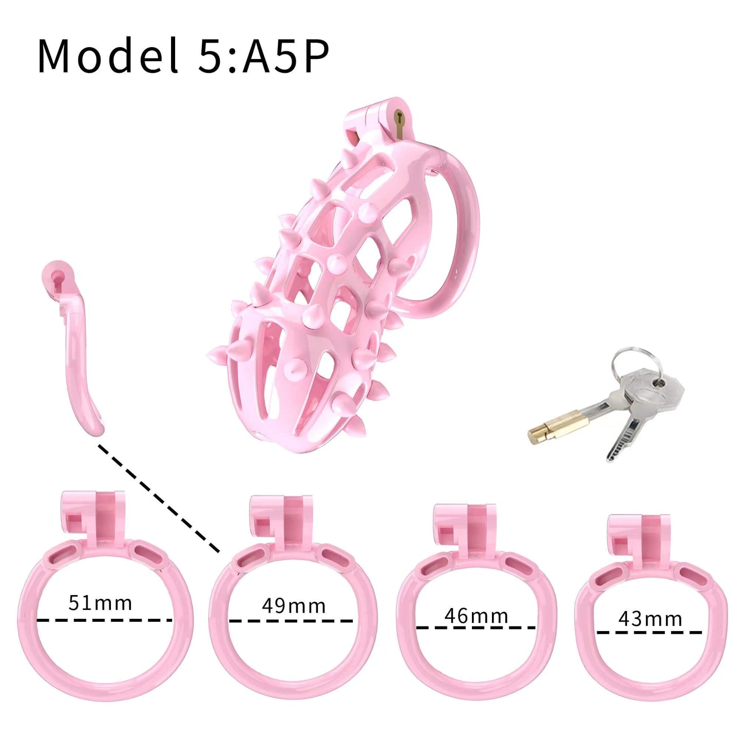 Pink Stripe Cobra Chastity Kits with Spikes pegs