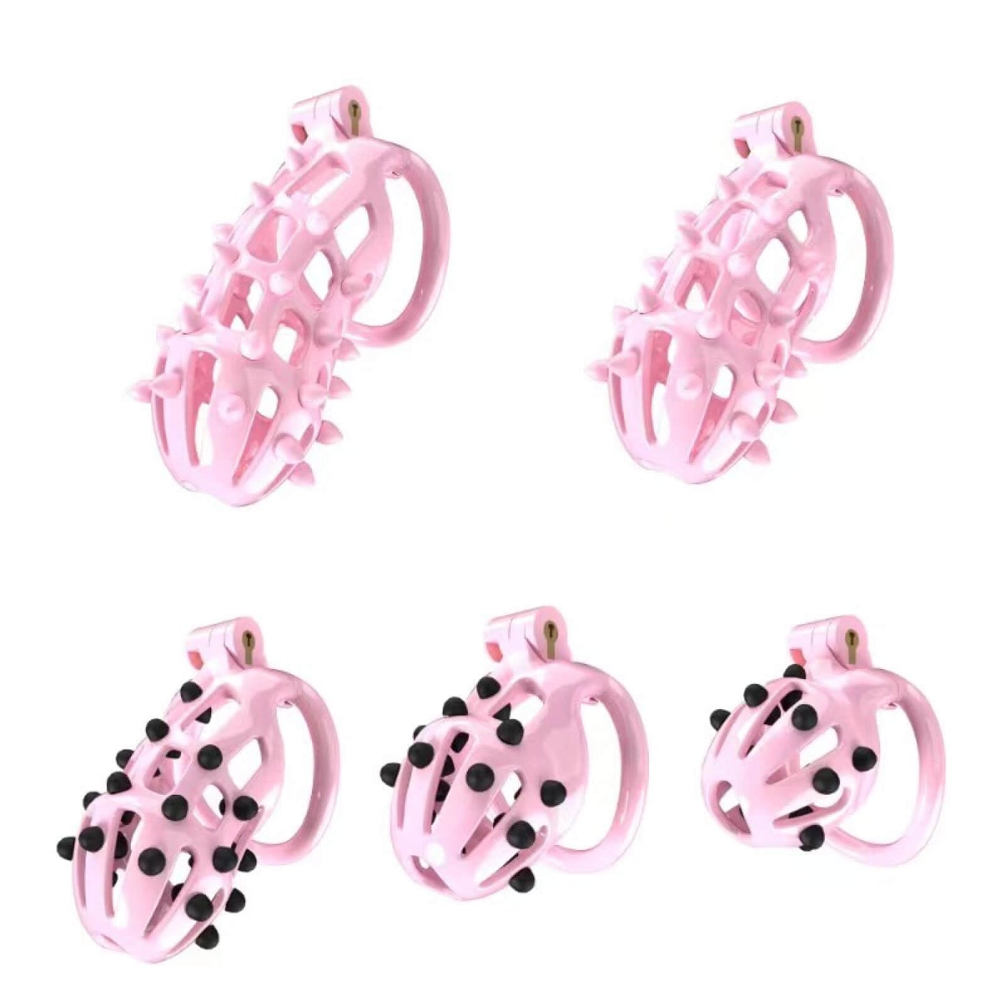 Pink Stripe Cobra Chastity Kits with Spikes pegs