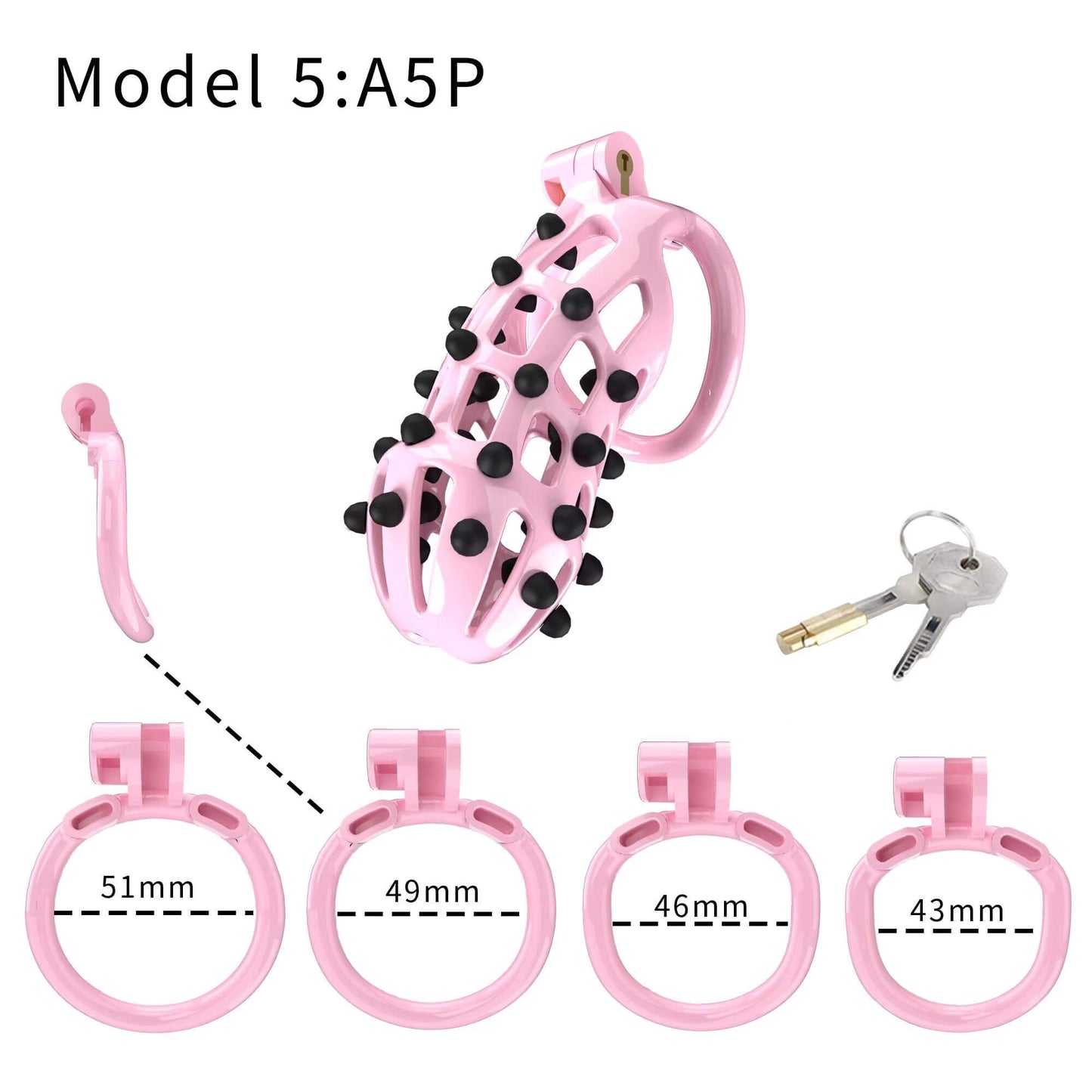 Pink Stripe Cobra Chastity Kits with Spikes pegs