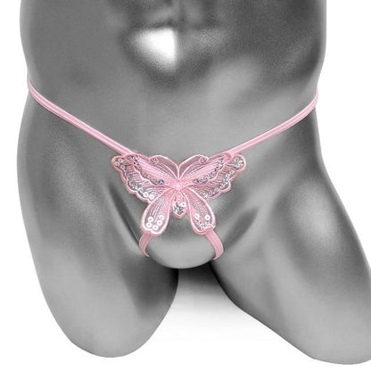 Embroidery Butterfly Sequin Thong Panties