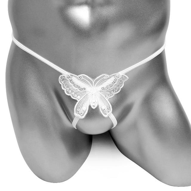 Embroidery Butterfly Sequin Thong Panties