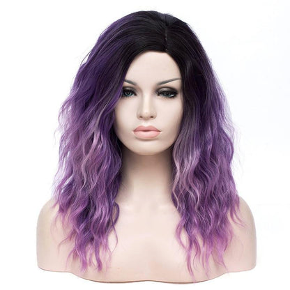 18 Inches Long Pink and Purple Wig