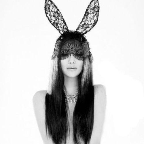 Sexiness Overload Lace Bunny Ears Mask Helmet