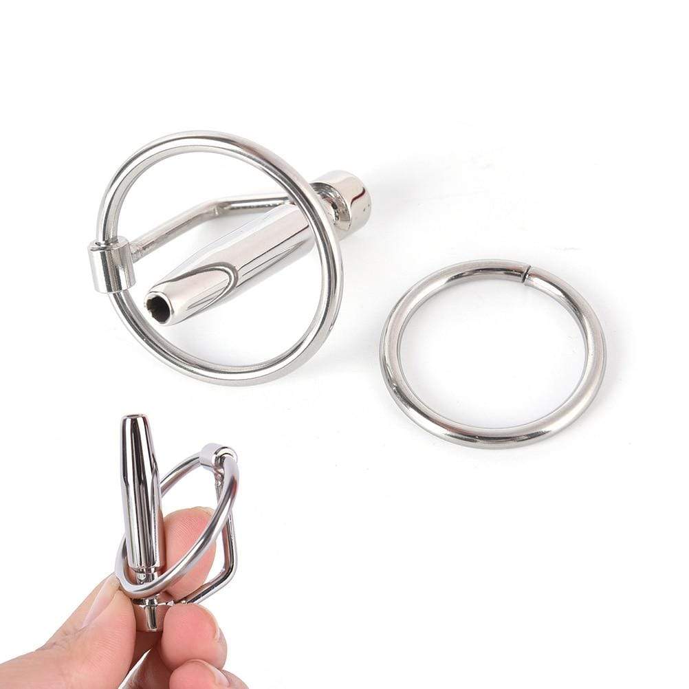 Hollow Steel Urethral Dilator With Cock Ring