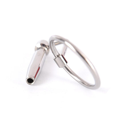 Hollow Steel Urethral Dilator With Cock Ring