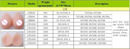 C Cup Breast Forms w/ Straps 800g/pair