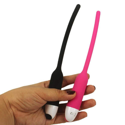 7-Speed Black Vibrating Silicone Penis Plug