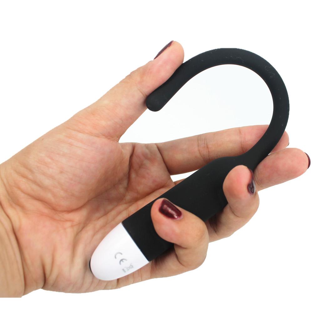 7-Speed Black Vibrating Silicone Penis Plug