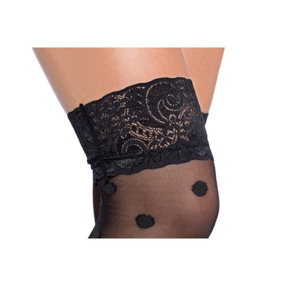 Dot Lace Stockings-Black