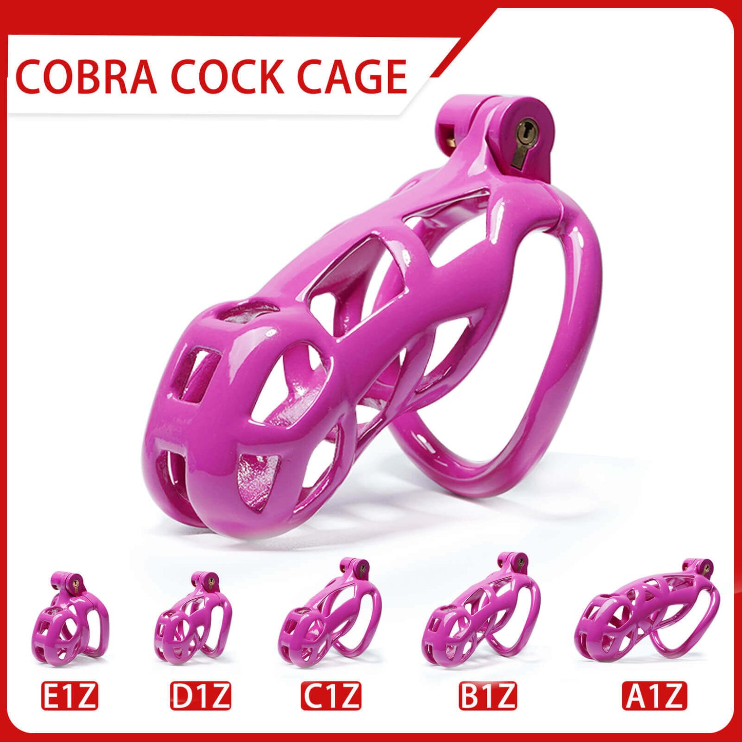 Purple Cobra Chastity Cage Kit 1.77 To 4.13 Inches Long