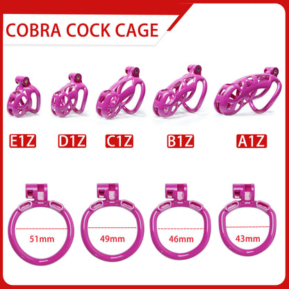 Purple Cobra Chastity Cage Kit 1.77 To 4.13 Inches Long