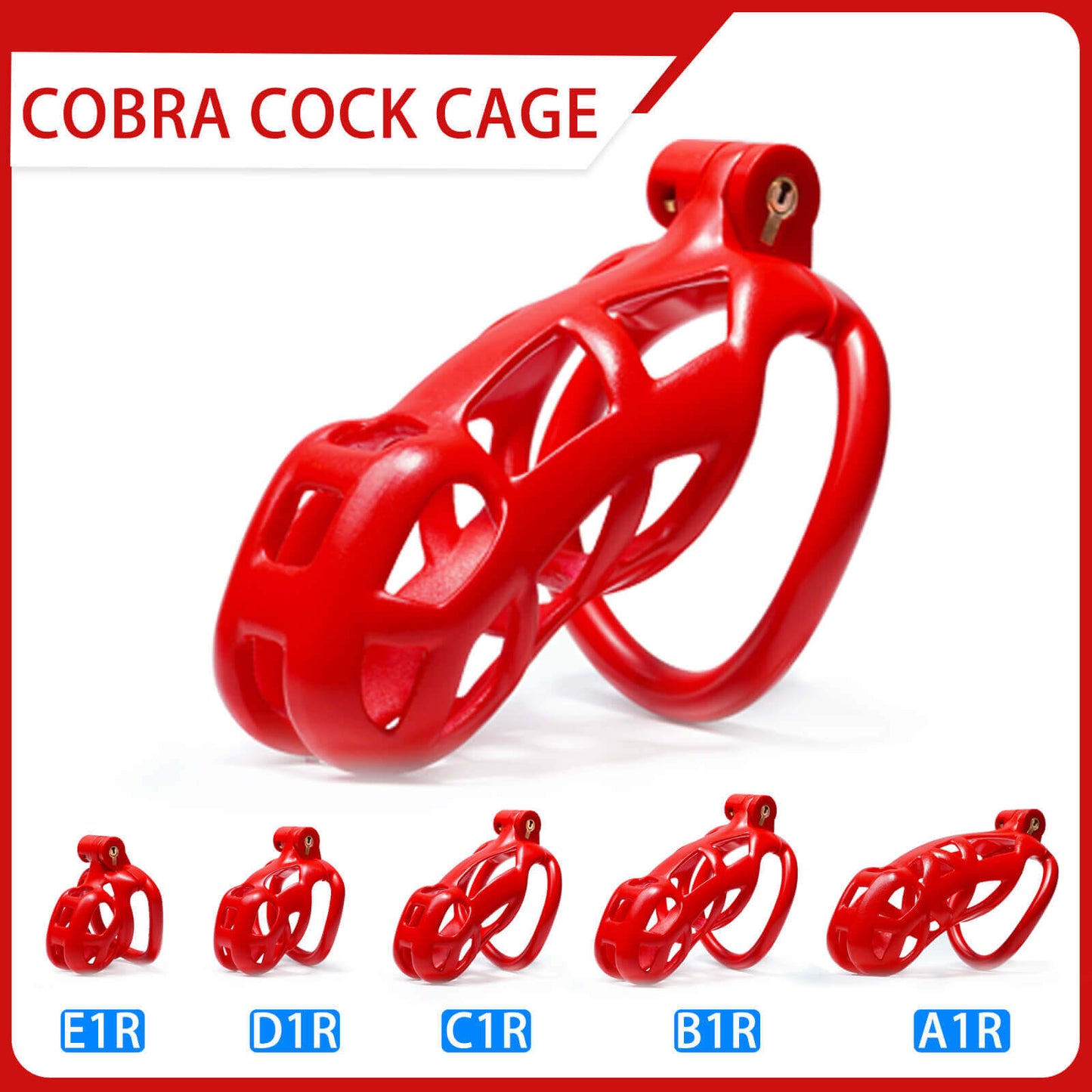 Red Cobra Chastity Cage Kit 1.77 To 4.13 Inches Long