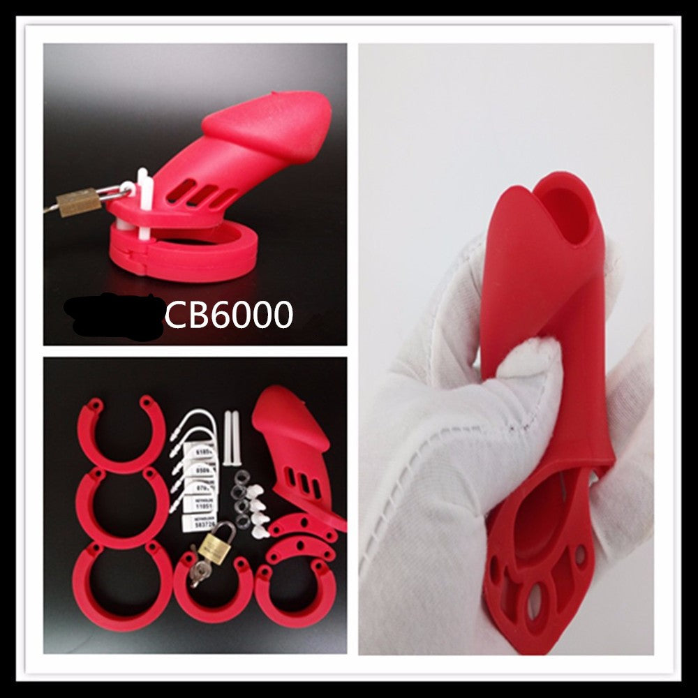 Silicone Chastity Cage Red BDSM 3.15 inches and 3.75 inches long