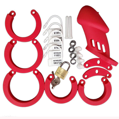 Silicone Chastity Cage Red BDSM 3.15 inches and 3.75 inches long