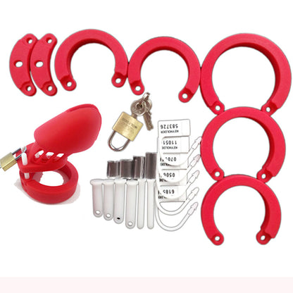 Silicone Chastity Cage Red BDSM 3.15 inches and 3.75 inches long