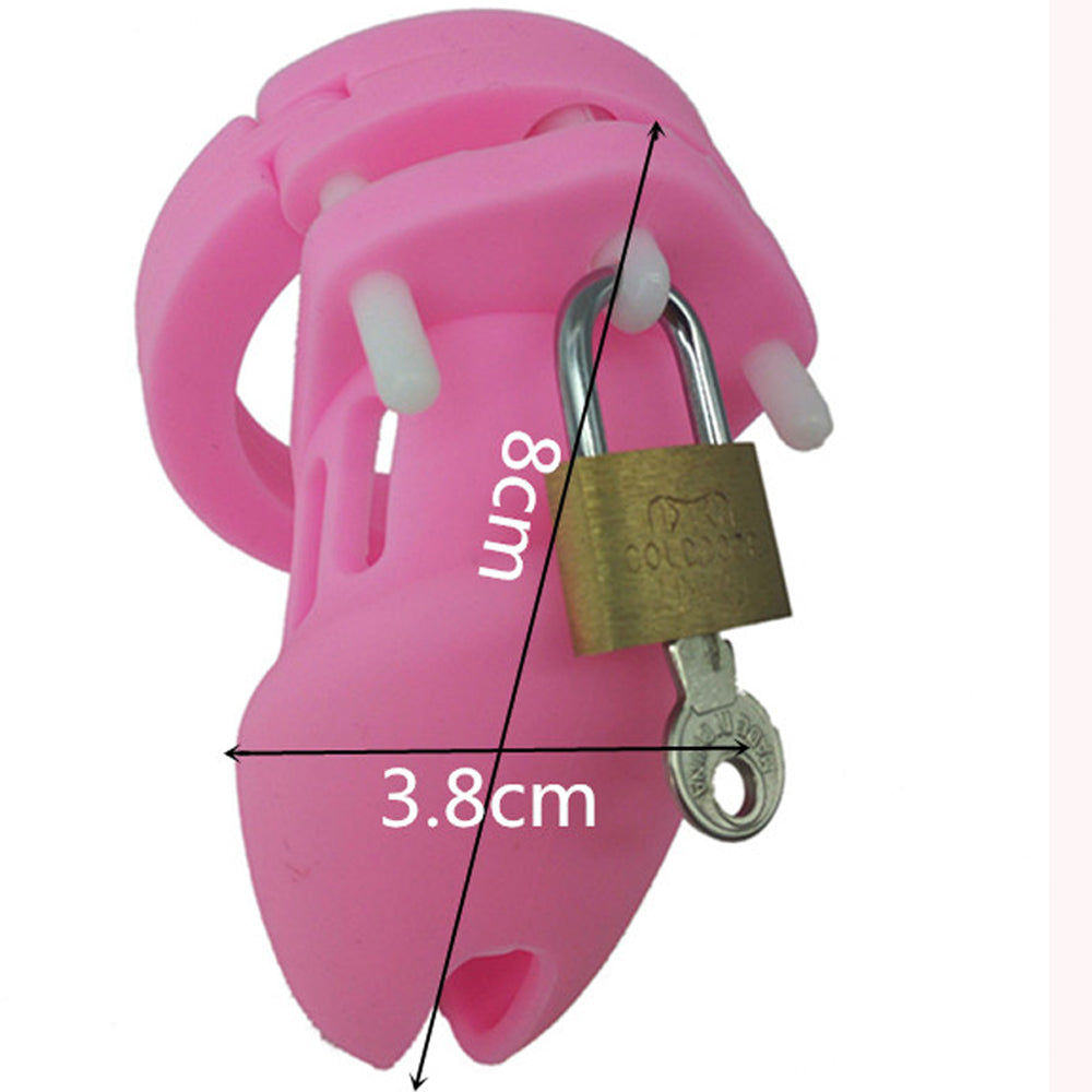 Silicone Chastity Cage  Perverse Pink(all rings included)