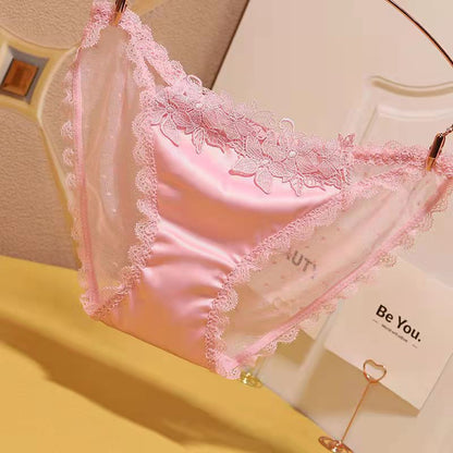 Embroidered Lace Satin Panties