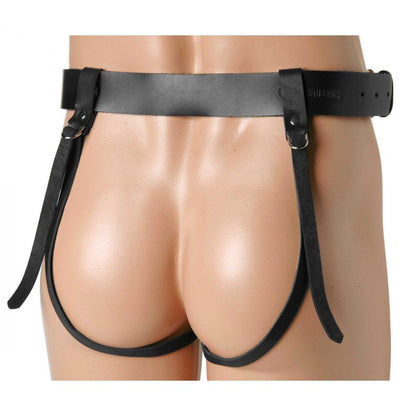 Double Penetration Premium Leather Dildo Harness for Men