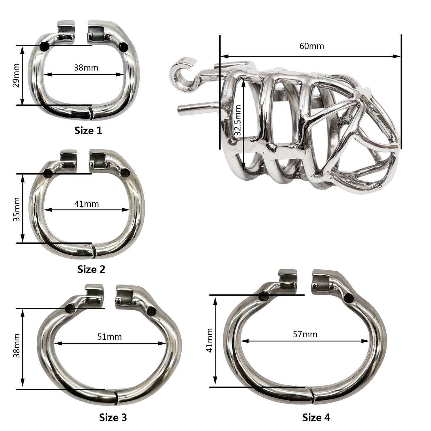 Stainless Steel Stealth Chastity Cage With Hinged Rings