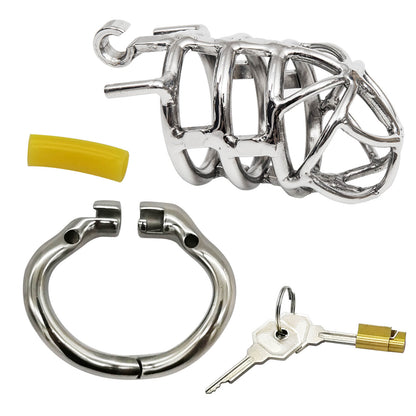 Stainless Steel Stealth Chastity Cage With Hinged Rings