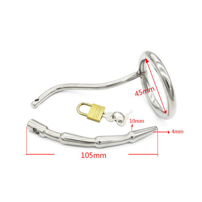 Stainless Steel Urethral Tube Chastity Lock  Device