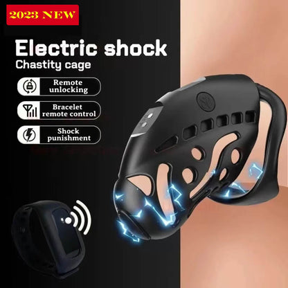 Wireless Remote Control Electric Shock Chastity Cage