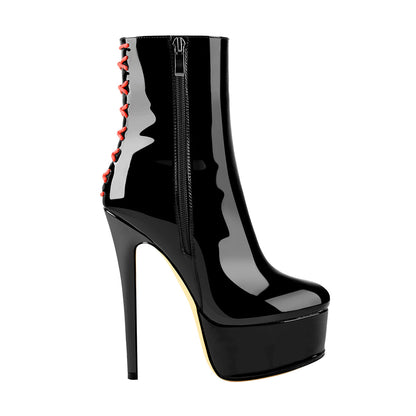 Platform Stiletto High Heel Patent leather Ankle Boots