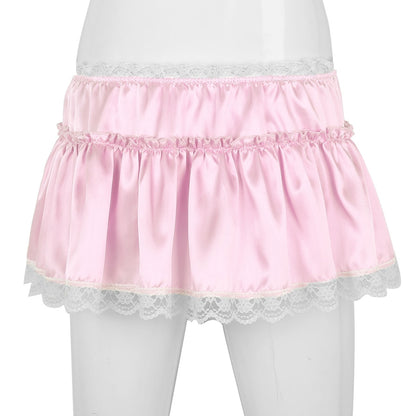 Sissy Skirt - Satin & Lace - Sissy Lux