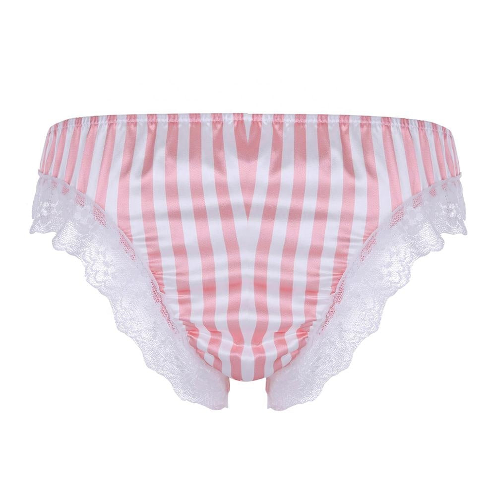 Satin Striped Ruffled Panties - Sissy Lux