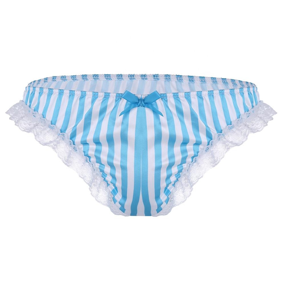 Satin Striped Ruffled Panties - Sissy Lux