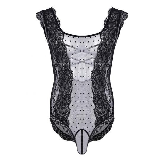 Floral Lace Pouch Bodysuit - Sissy Lux