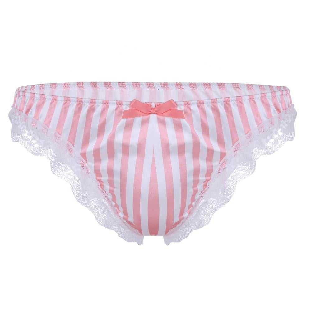 Satin Striped Ruffled Panties - Sissy Lux