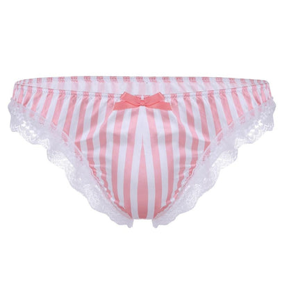 Satin Striped Ruffled Panties - Sissy Lux